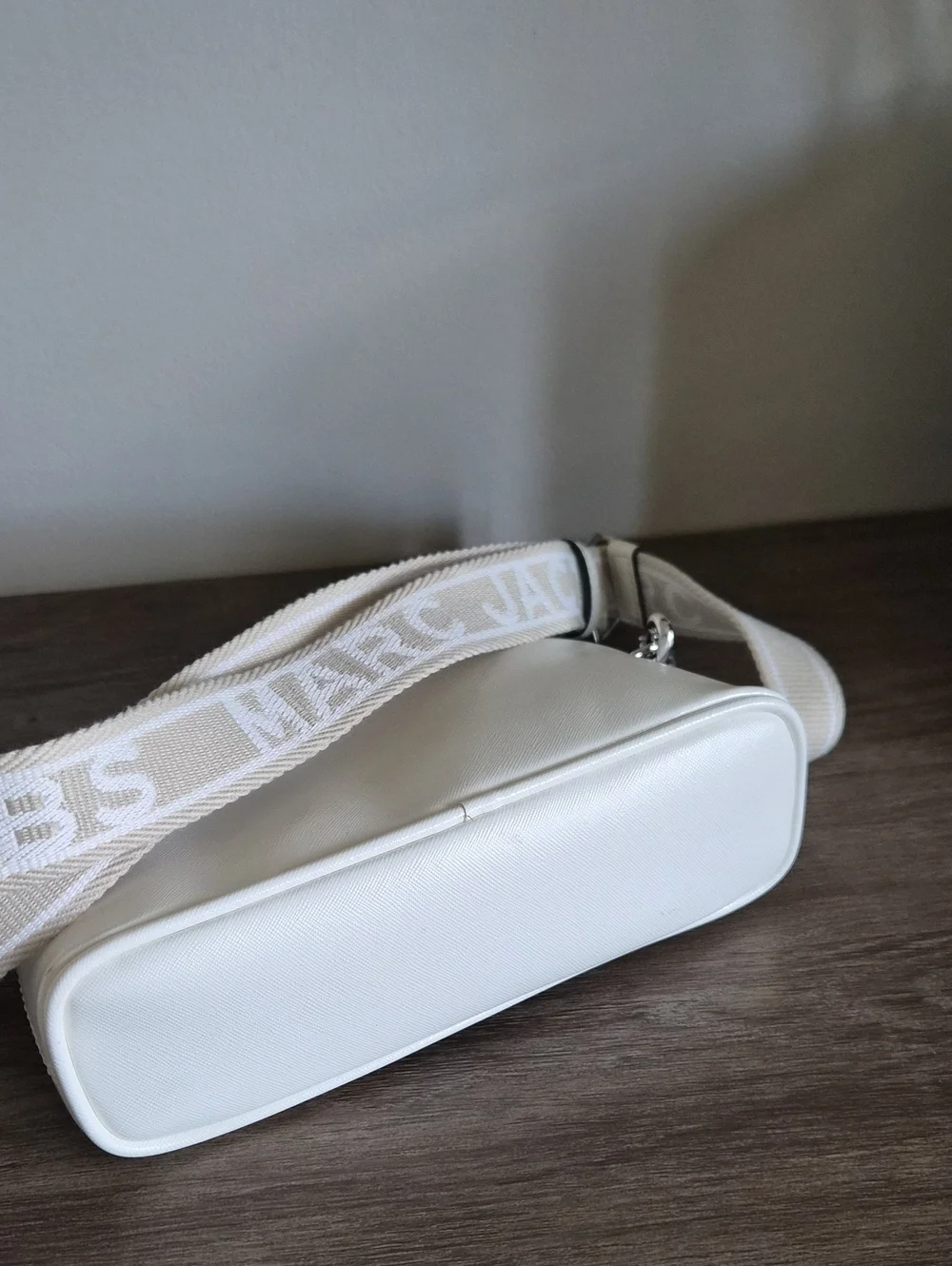 Marc Jacobs White Leather Dome Crossbody with Logo Strap